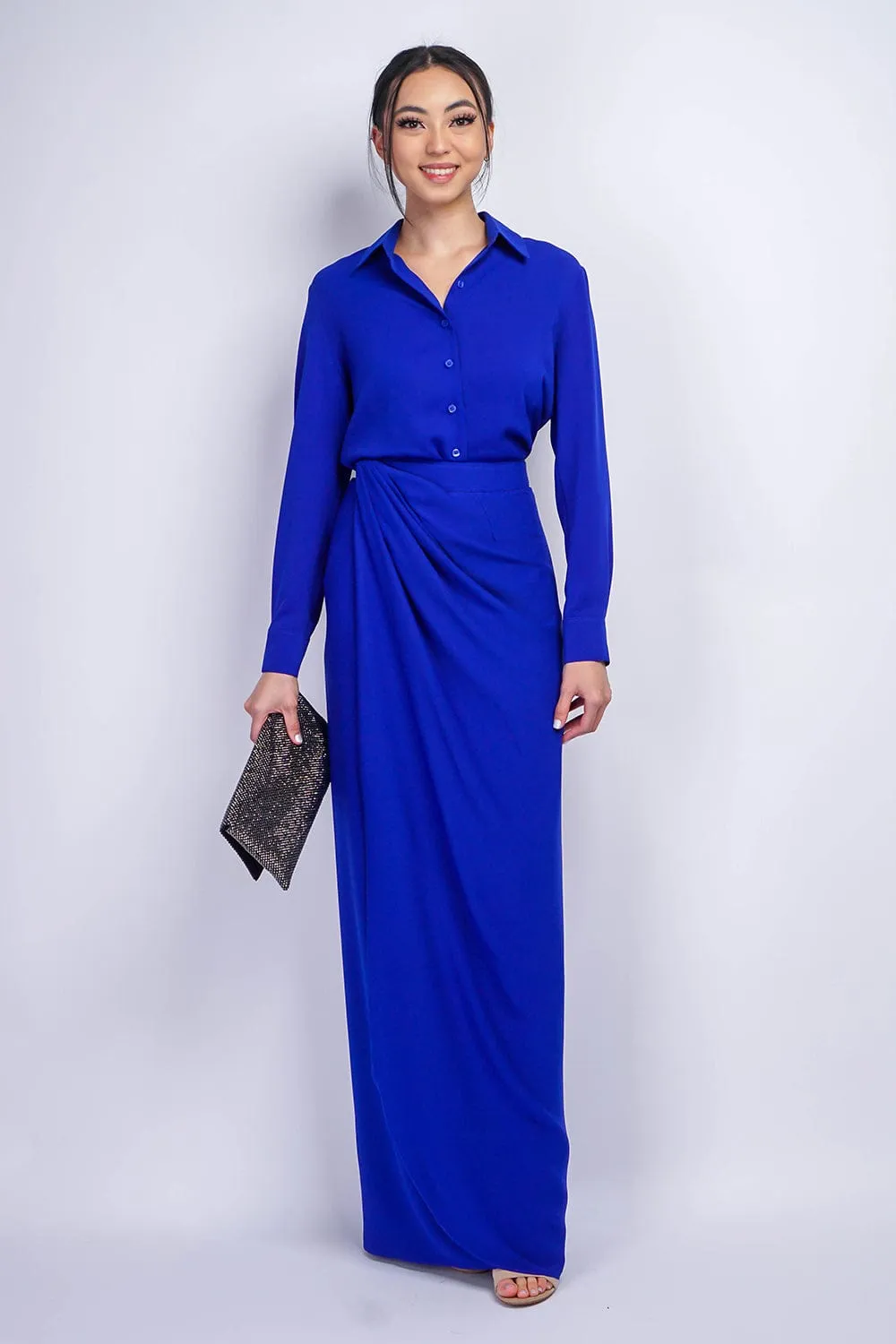 Cobalt Blue Button Up Jennifer Dress Shirt