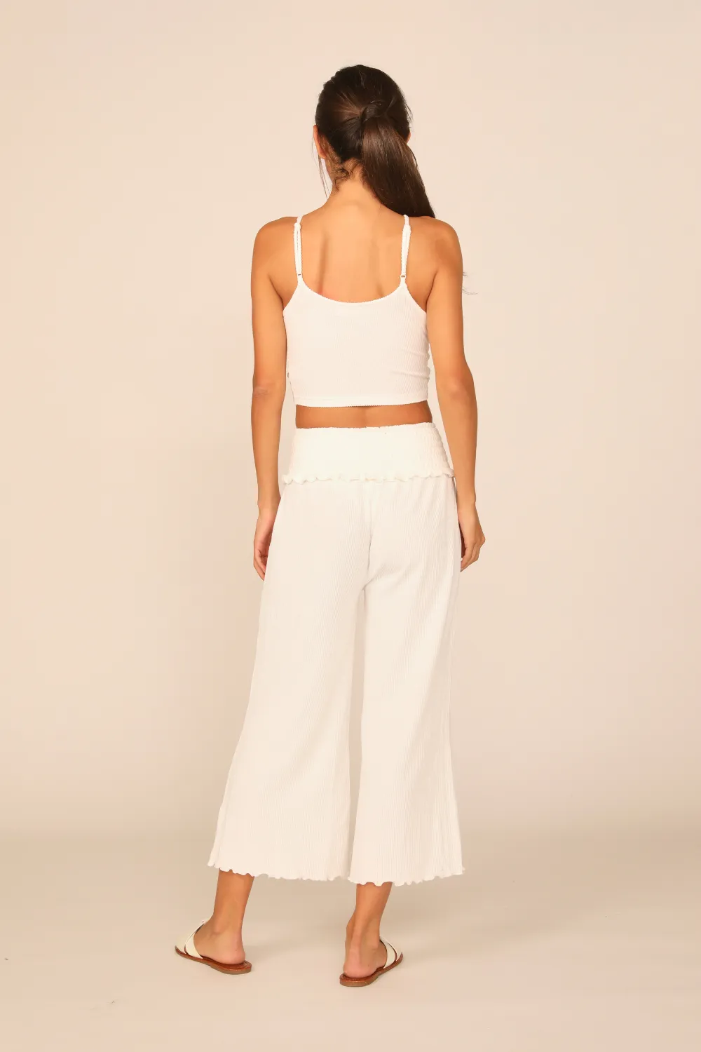 Coconut Milk Rib Knit Twist Front Tank