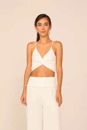 Coconut Milk Rib Knit Twist Front Tank