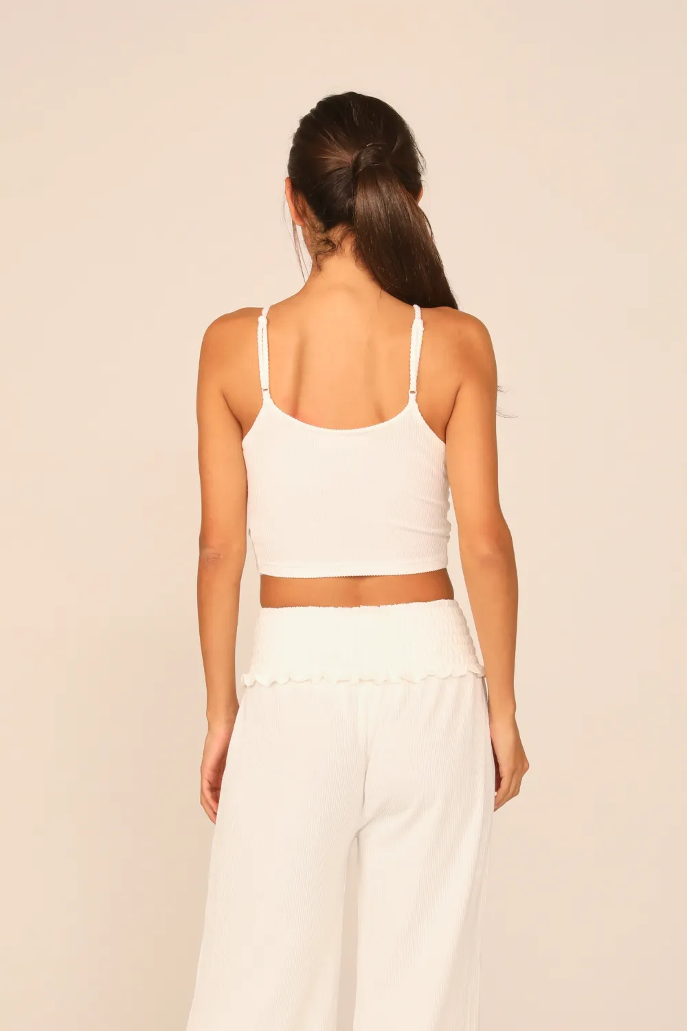 Coconut Milk Rib Knit Twist Front Tank