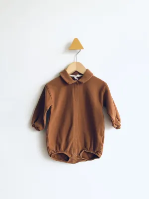 Collared Snap Button Sweatshirt Onesie // 9-12M