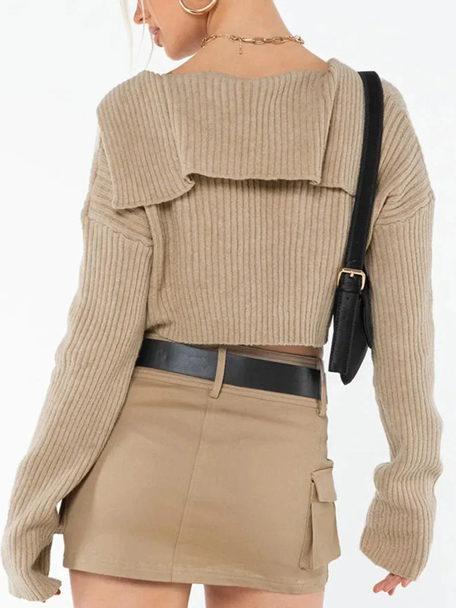 Color V Neck Long Sleeve Tie-up Spring Fall Going Out Sweater Vintage Streetwear Tank Solid Top