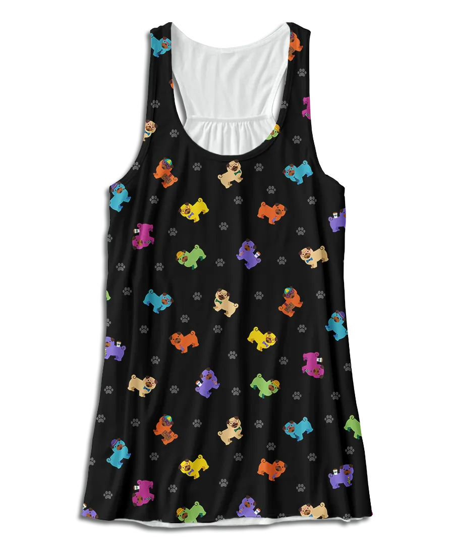 Colorful Pug Racerback Tank Top