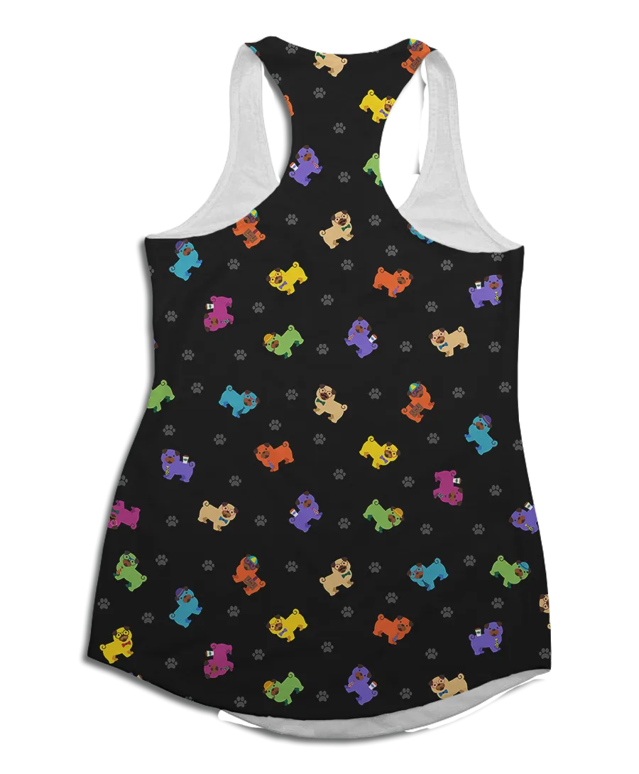 Colorful Pug Racerback Tank Top