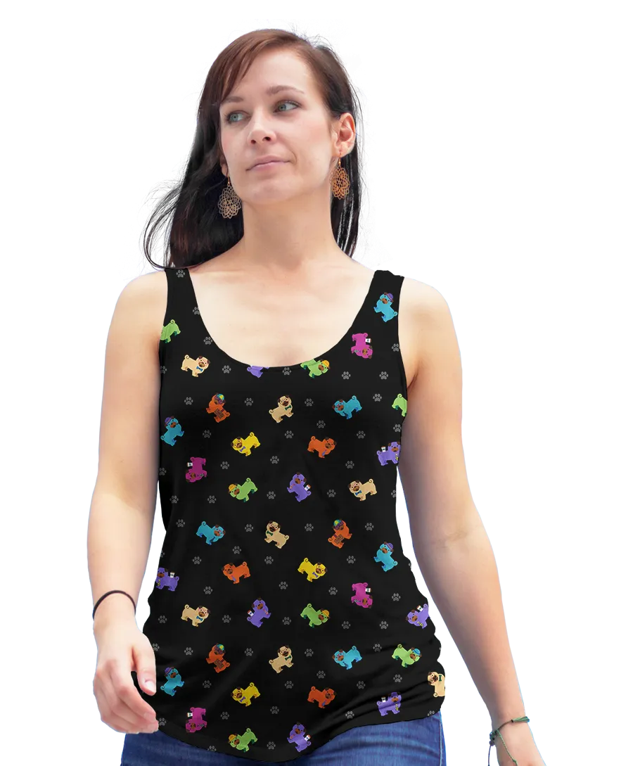 Colorful Pug Racerback Tank Top