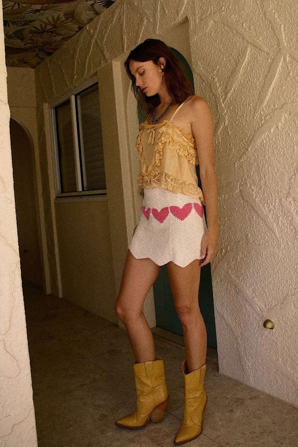 Come Down Easy Silk   Lace Blouse