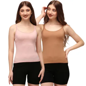 Cotton Spandex Camisole with Lace Detailing (Pack of 2)
