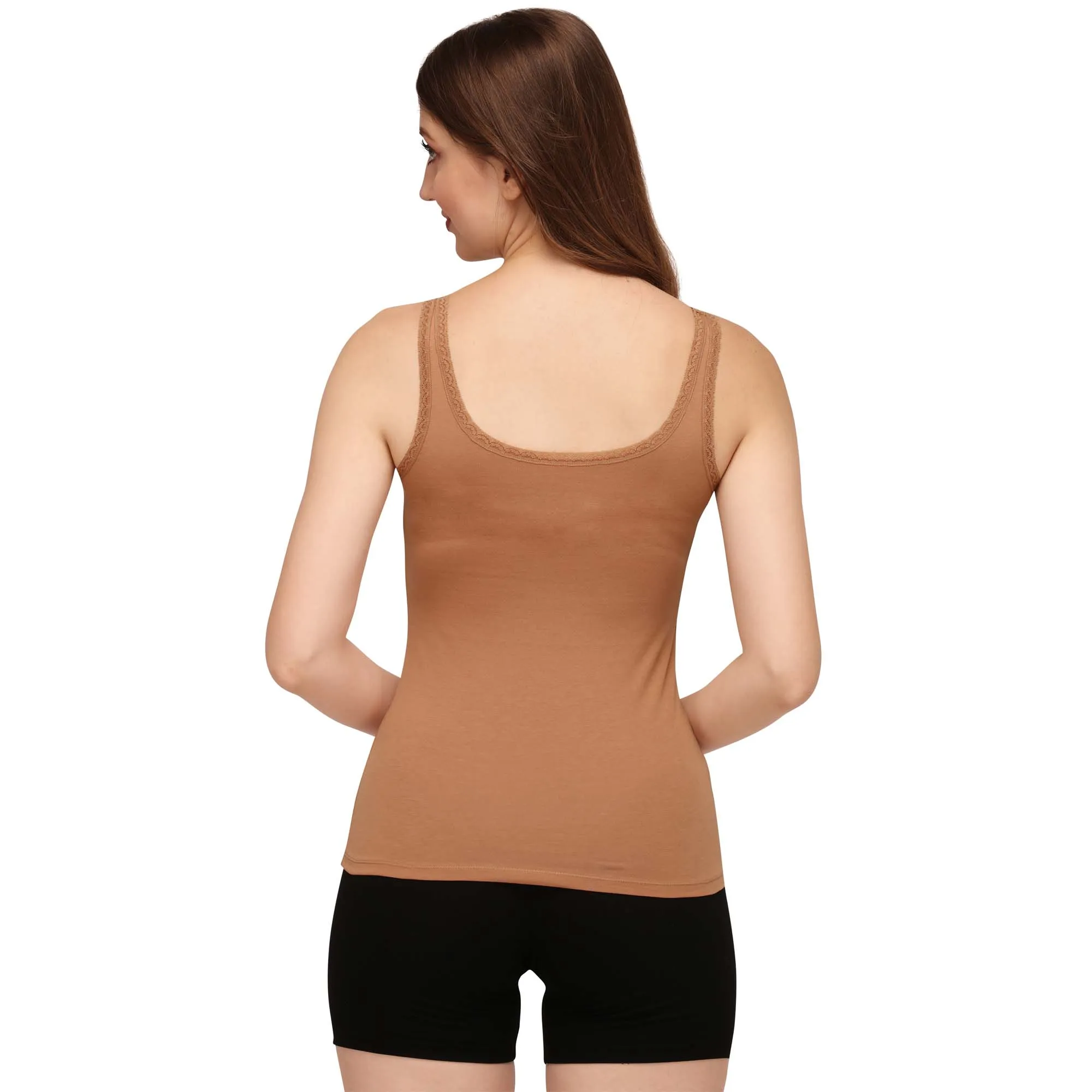 Cotton spandex Camisole with Lace Detailing