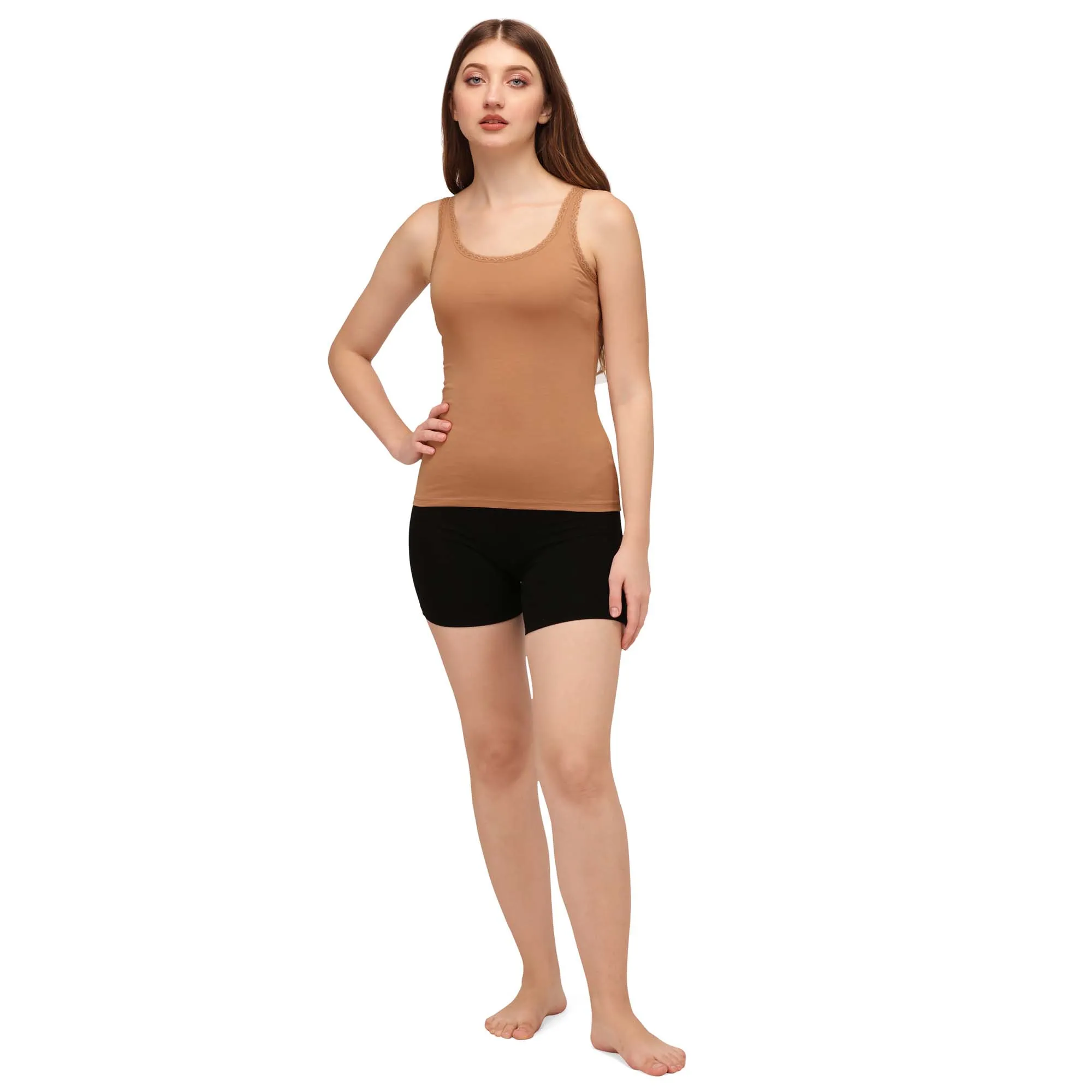 Cotton spandex Camisole with Lace Detailing