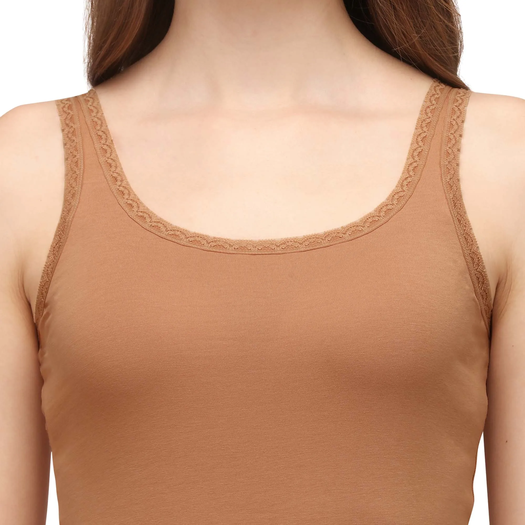 Cotton spandex Camisole with Lace Detailing