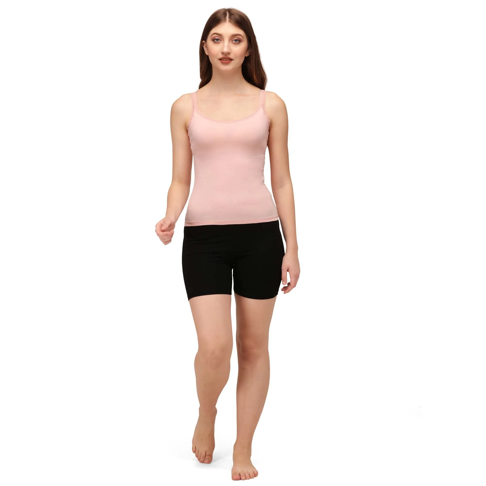 Cotton Spandex Camisole with Lace Detailing