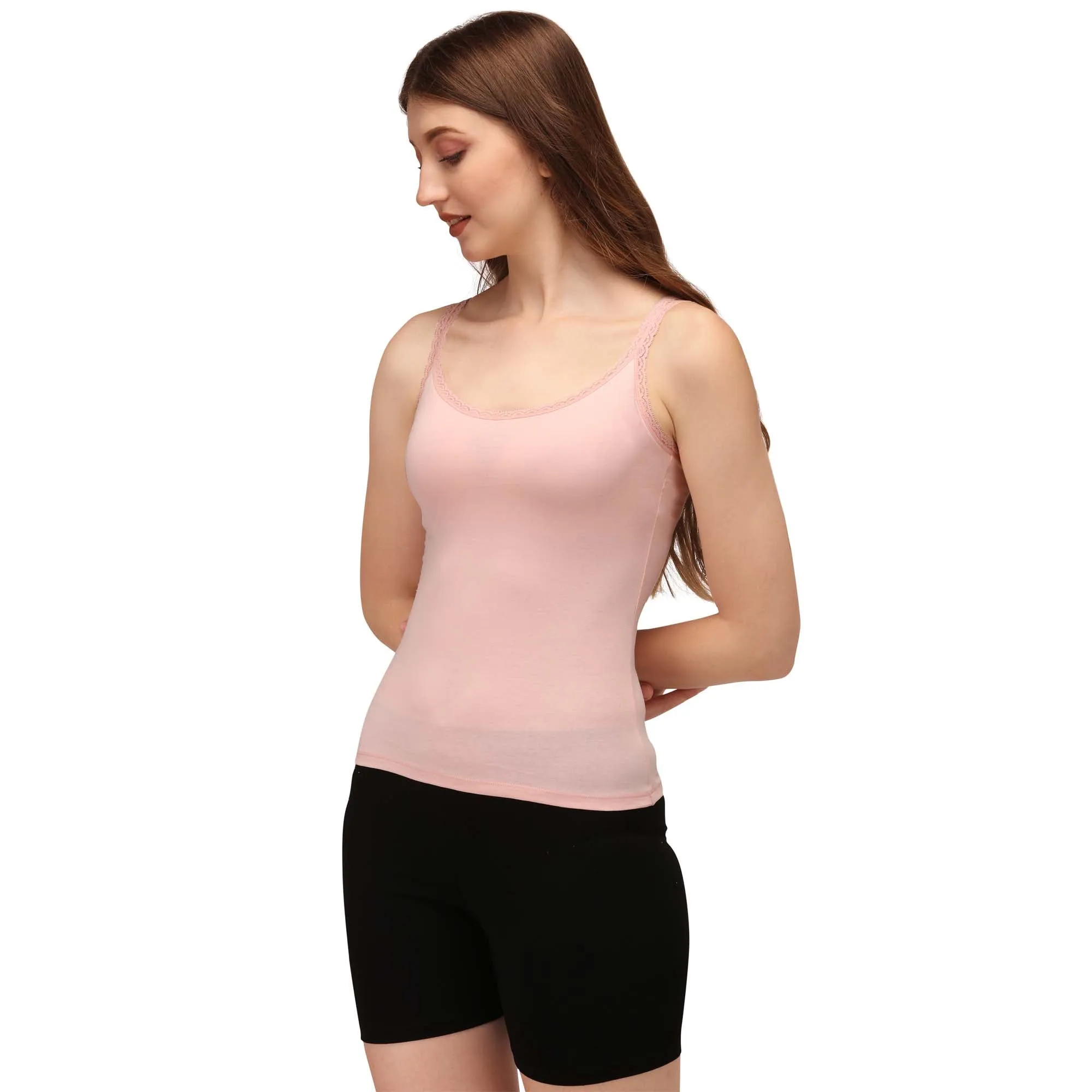 Cotton Spandex Camisole with Lace Detailing