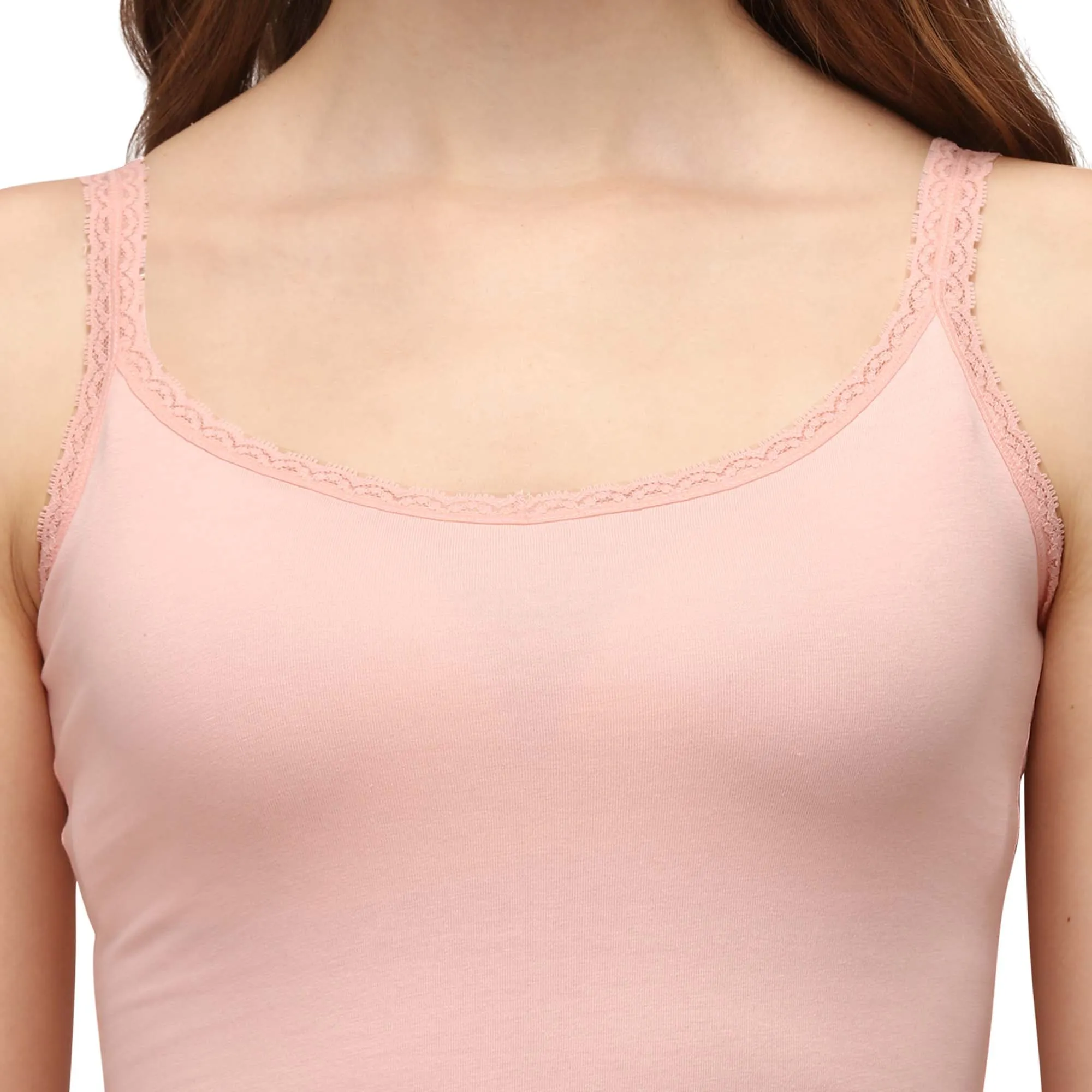 Cotton Spandex Camisole with Lace Detailing
