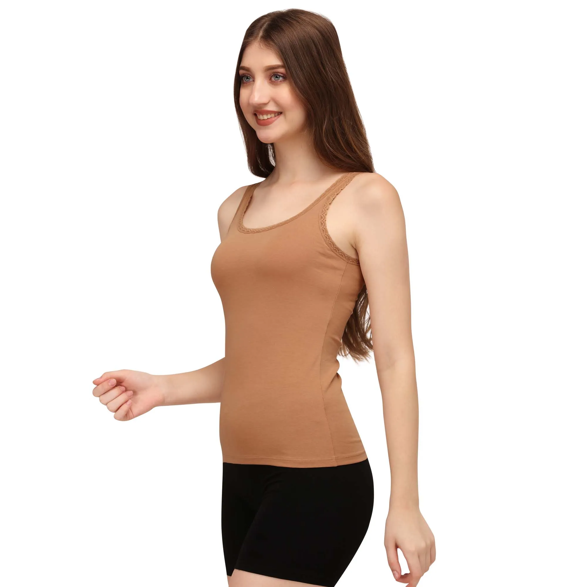 Cotton spandex Camisole with Lace Detailing