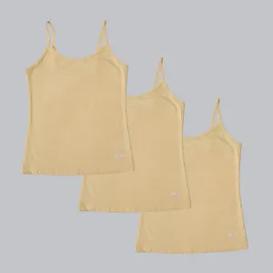 Cotton Spandex Super Soft Camisole for Girls (Pack of 3)