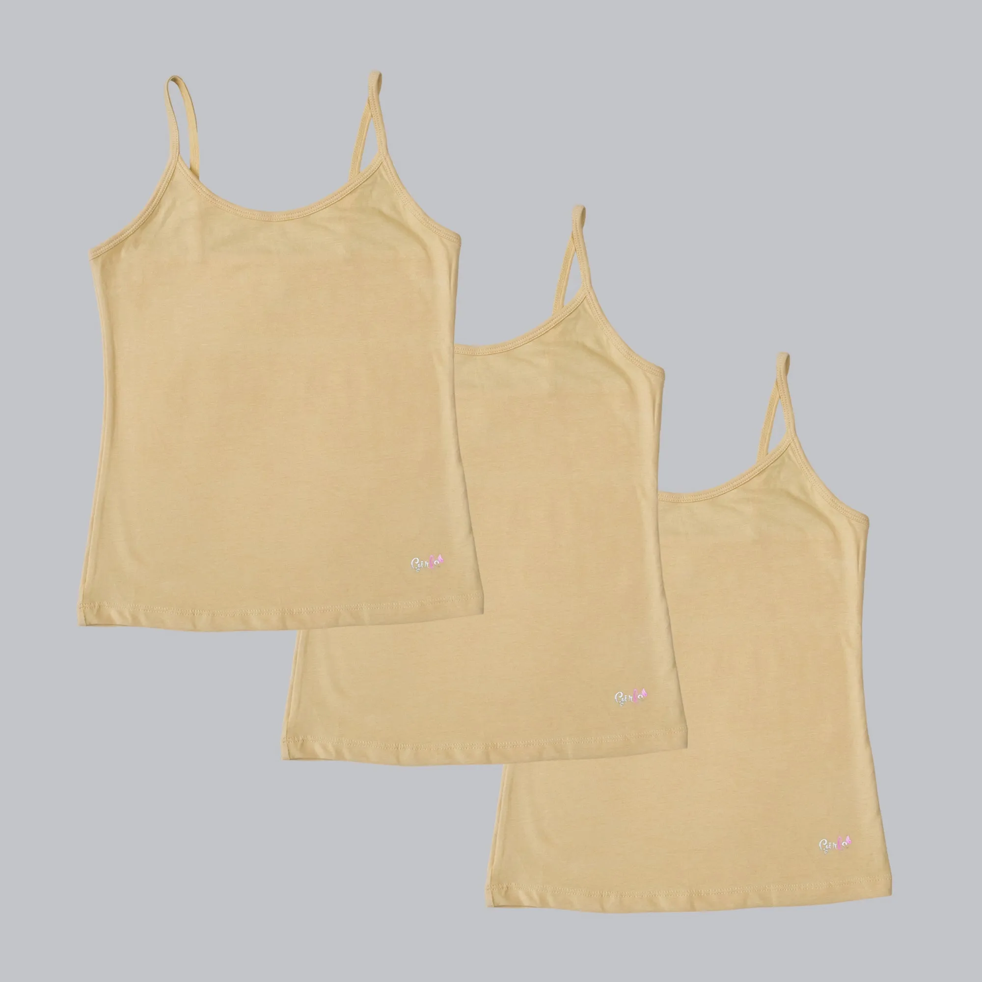 Cotton Spandex Super Soft Camisole for Girls (Pack of 3)