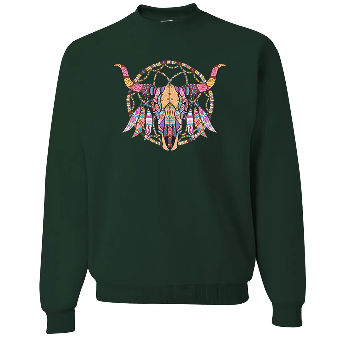 Cow Skull Mosaic Crewneck Sweatshirt