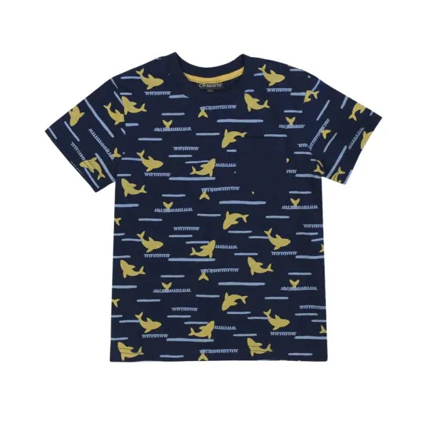 CR Sports Shark Print Pocket Tee