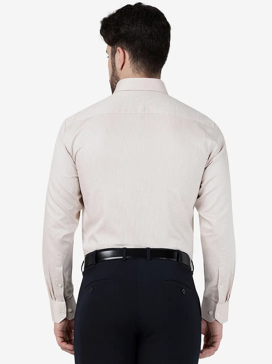 Cream Solid Slim Fit Formal Shirt | Greenfibre