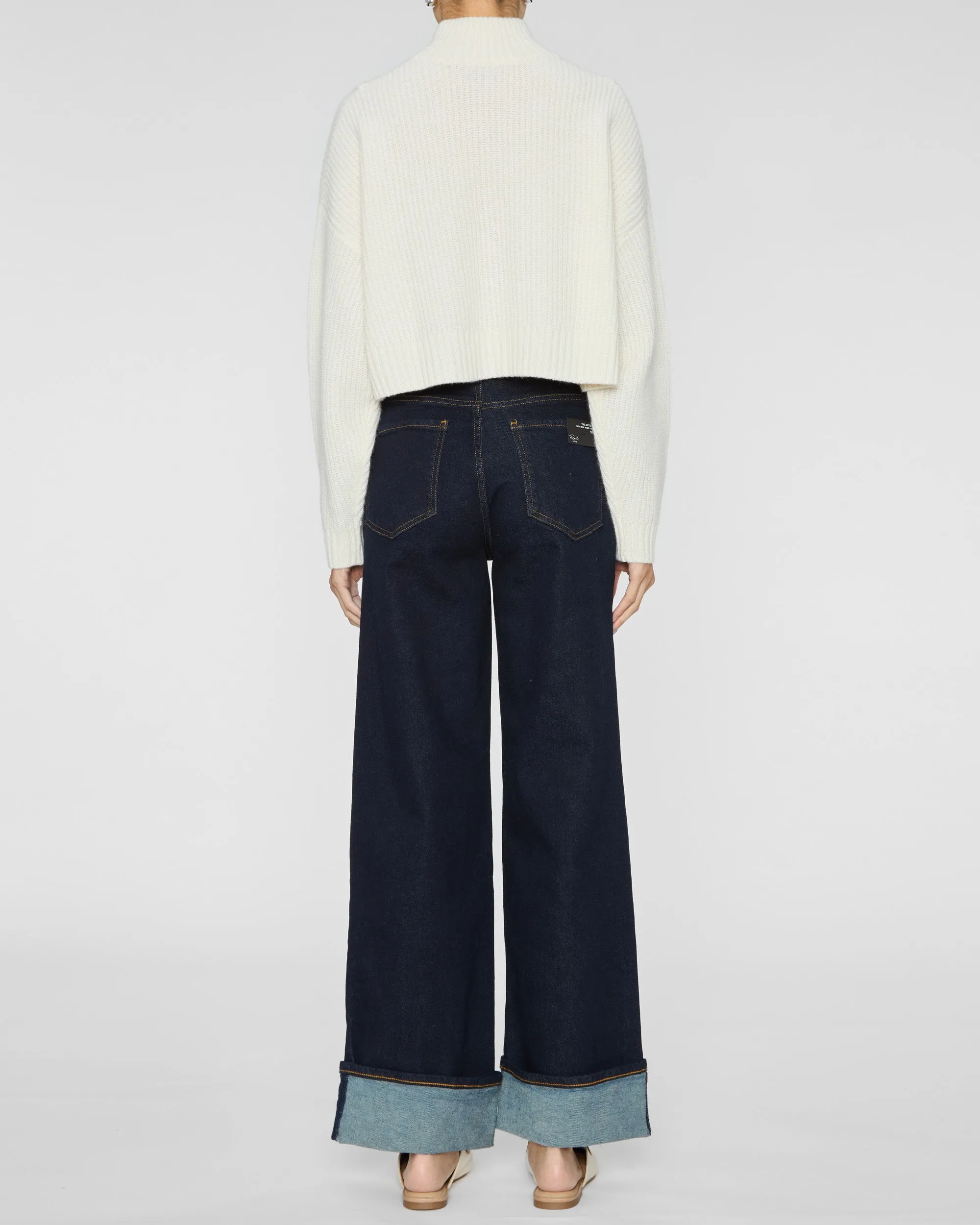 Cropped Hampton Cashmere Sweater in Ivory