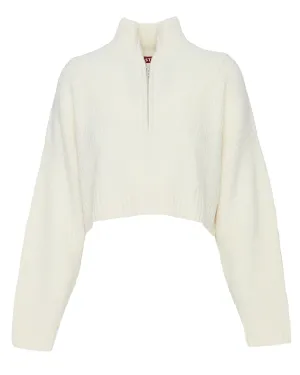 Cropped Hampton Cashmere Sweater in Ivory