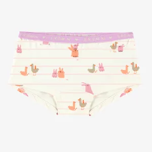 Culotte garçonne crème à motifs de Pâques, enfant || Cream boycut panties with Easter all over print, child