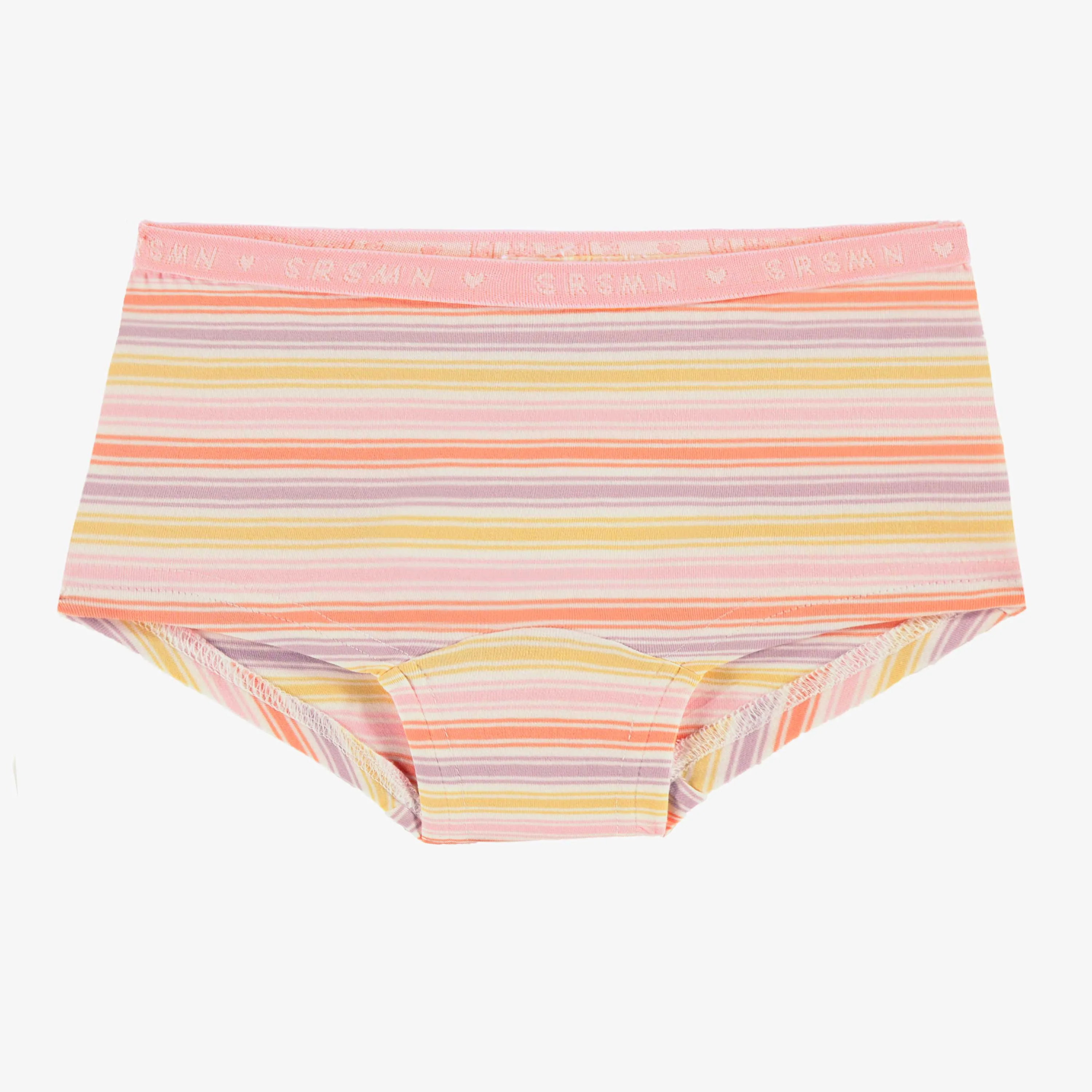 Culotte garçonne crème à rayures, enfant || Cream boycut panties with stripes, child