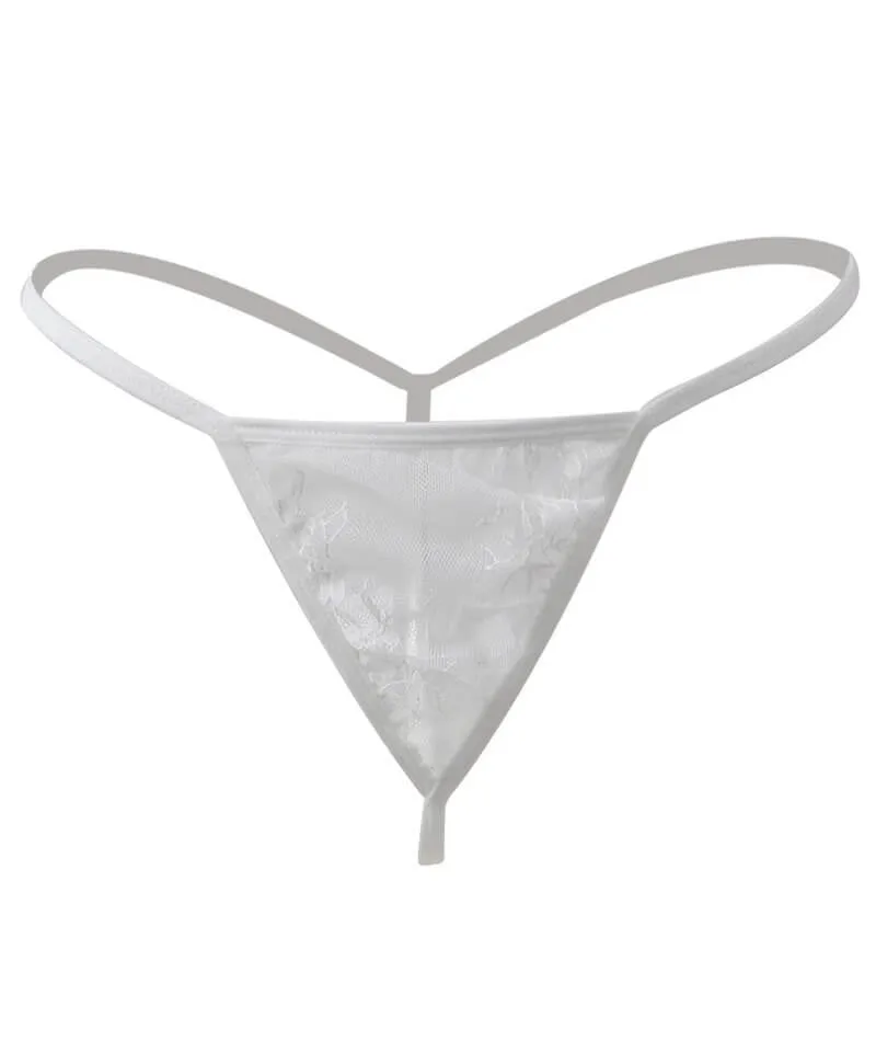 Curvy All Over Lace Long Sleeve Short Robe Sleepwear with Thong - White