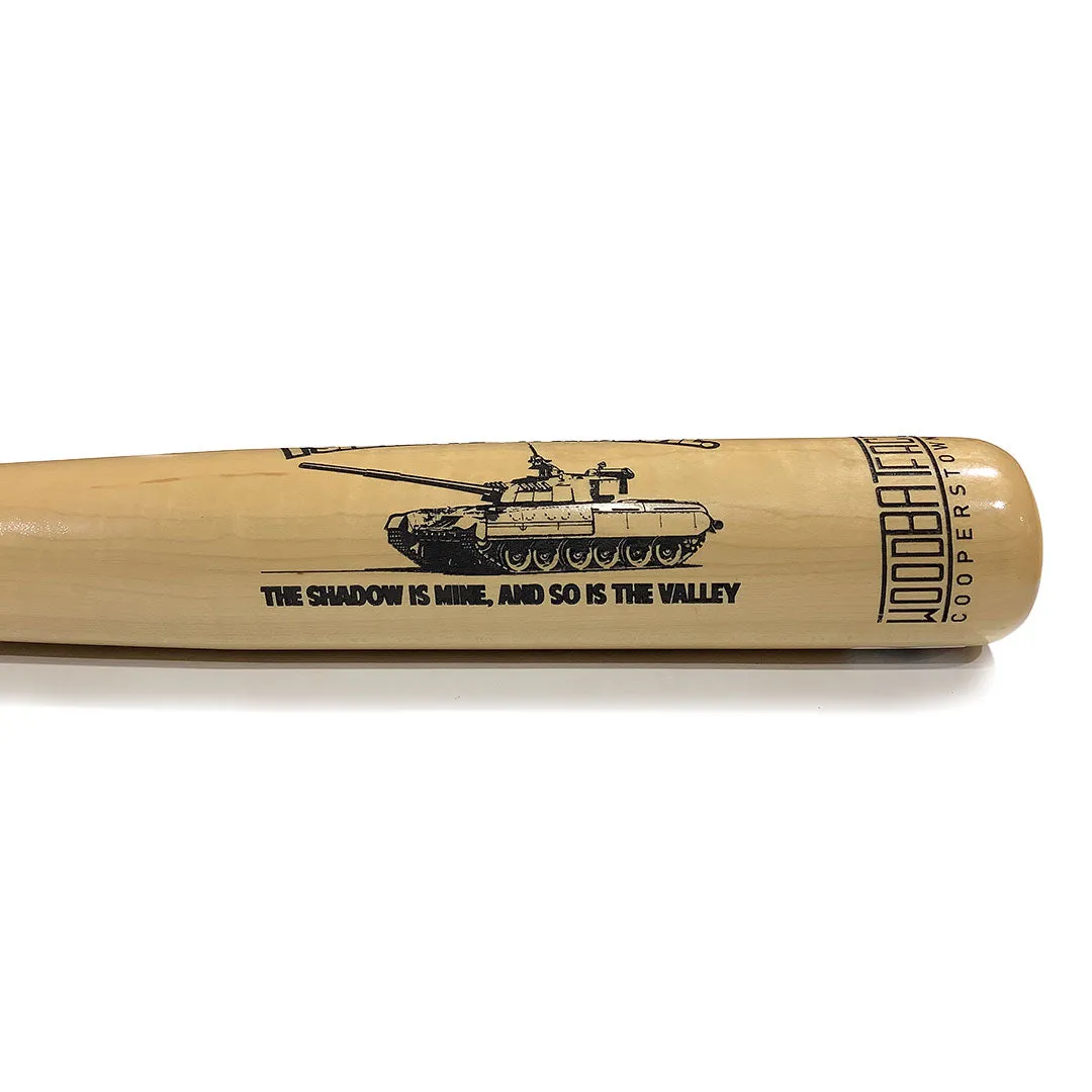 Custom Engraved & Hand Painted Tank Curly Wood Trophy Bat