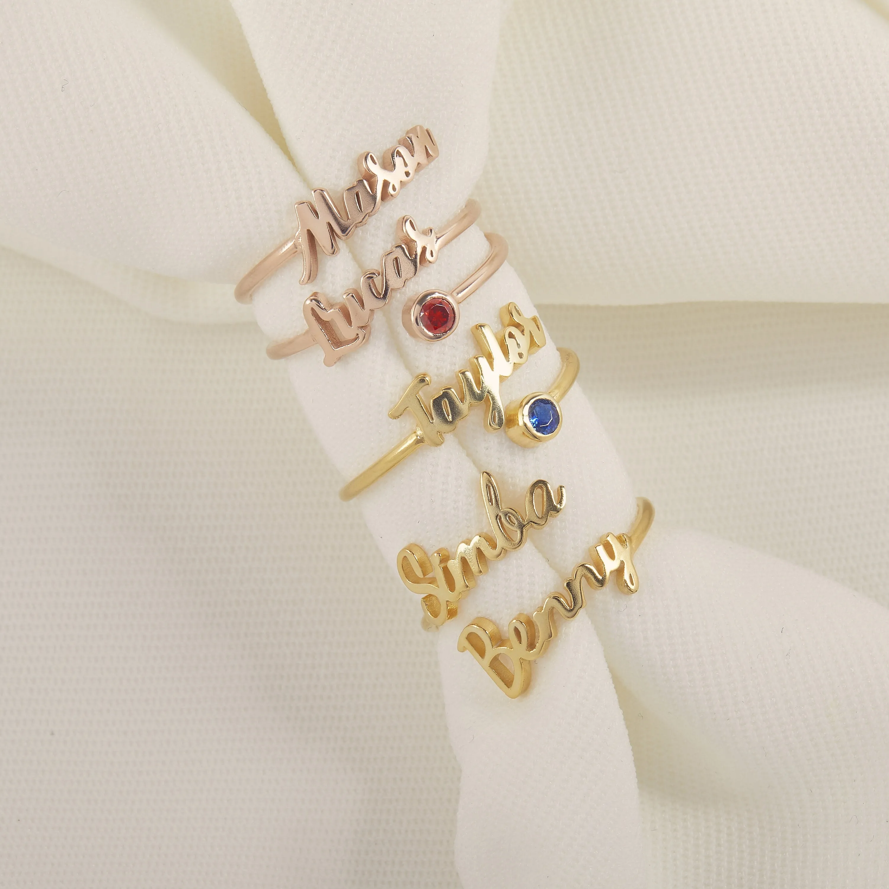 Custom Name Birthstone Ring