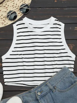 Cute Sports Cropped Stripes Tank Top