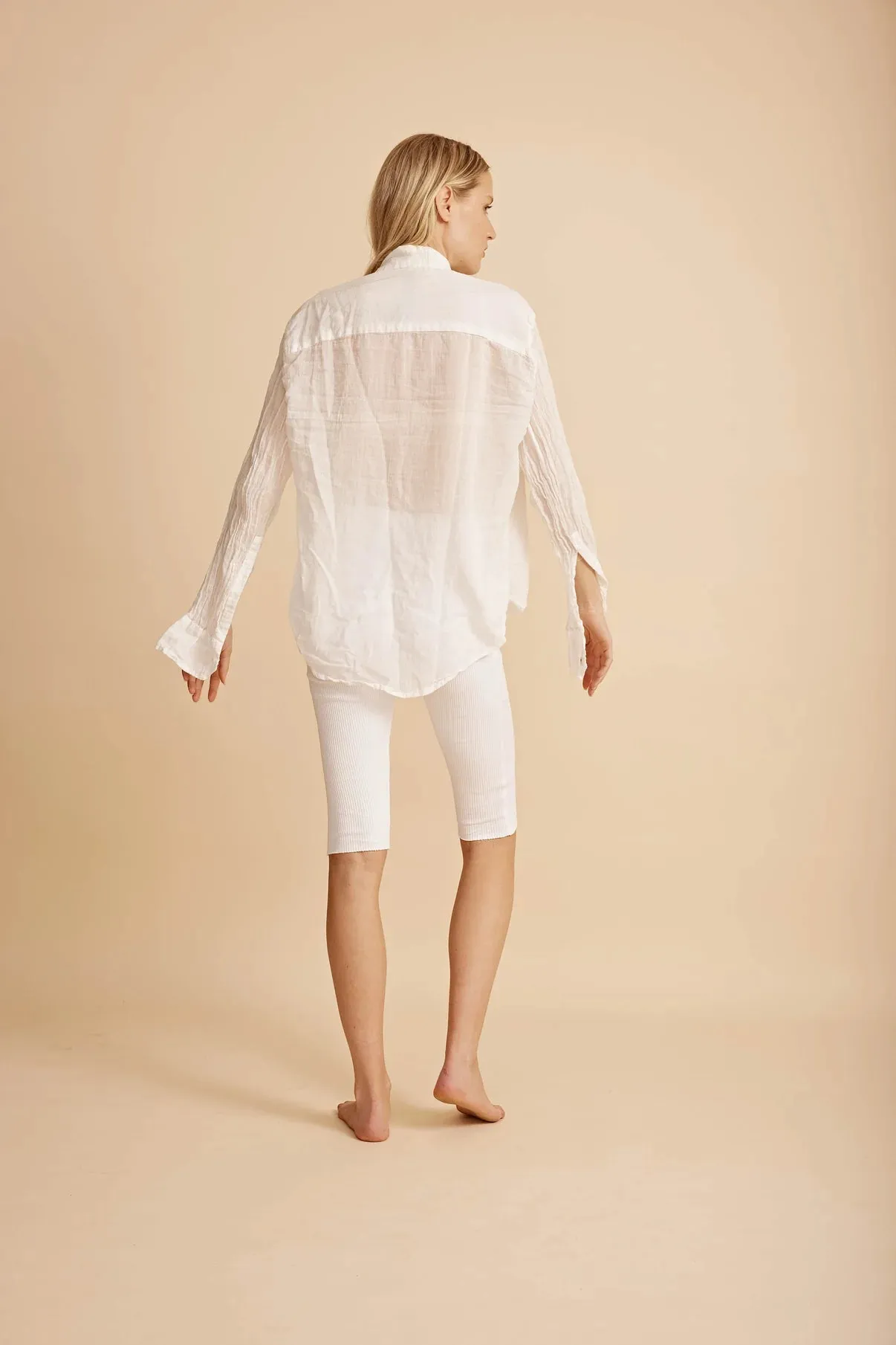 Daniel Button Down Gauze Shirt - White