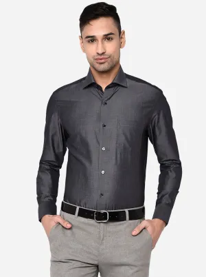 Dark Grey Solid Slim Fit Formal Shirt | Metal