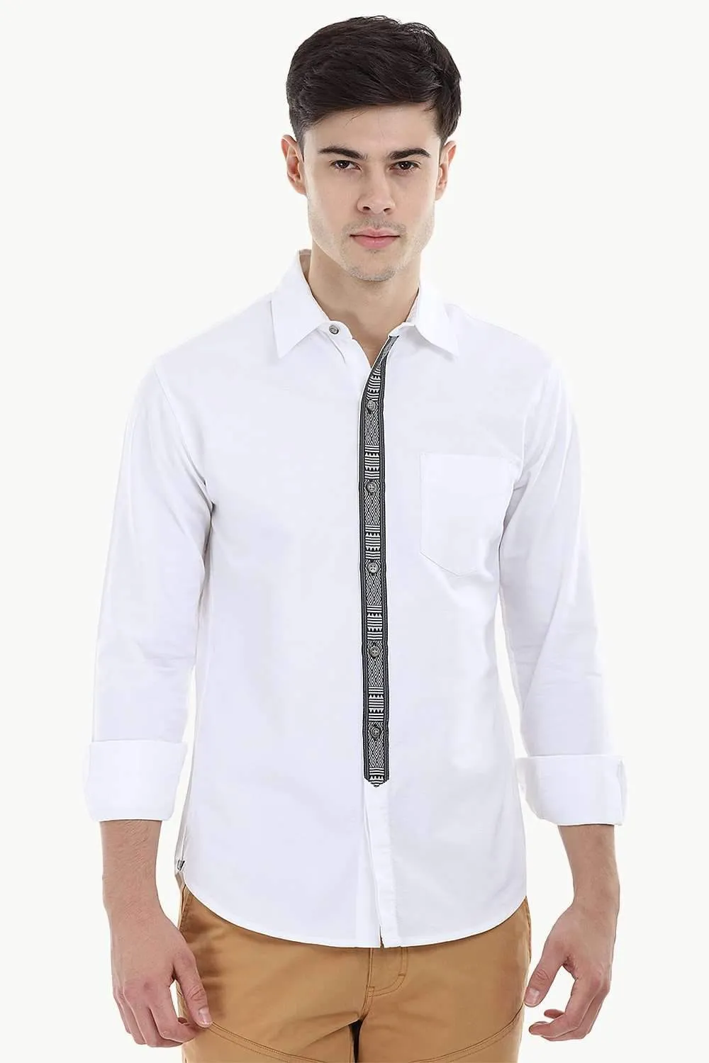 Designed Placket Oxford Shirt