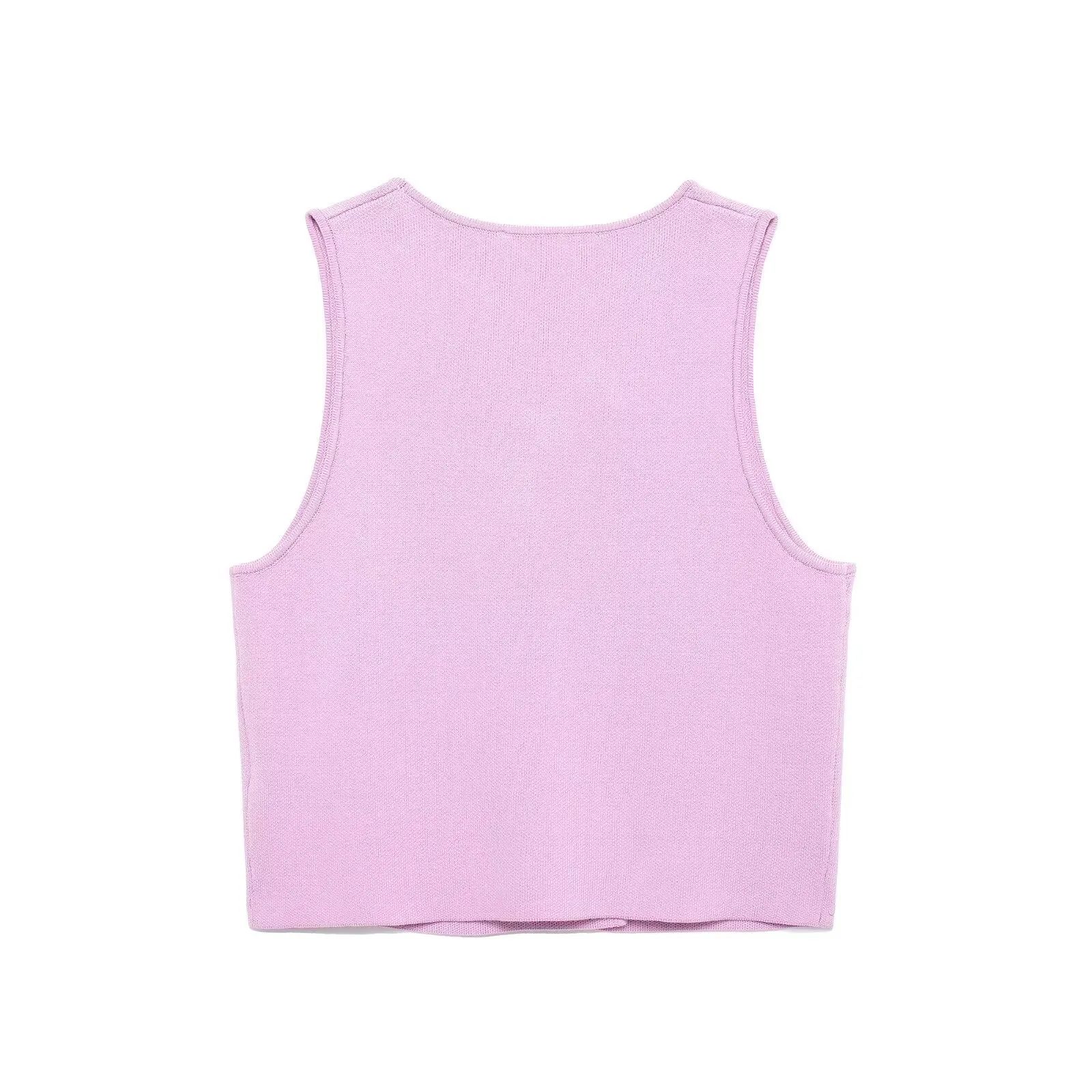 Double Breasted Crew Neck Tank Top