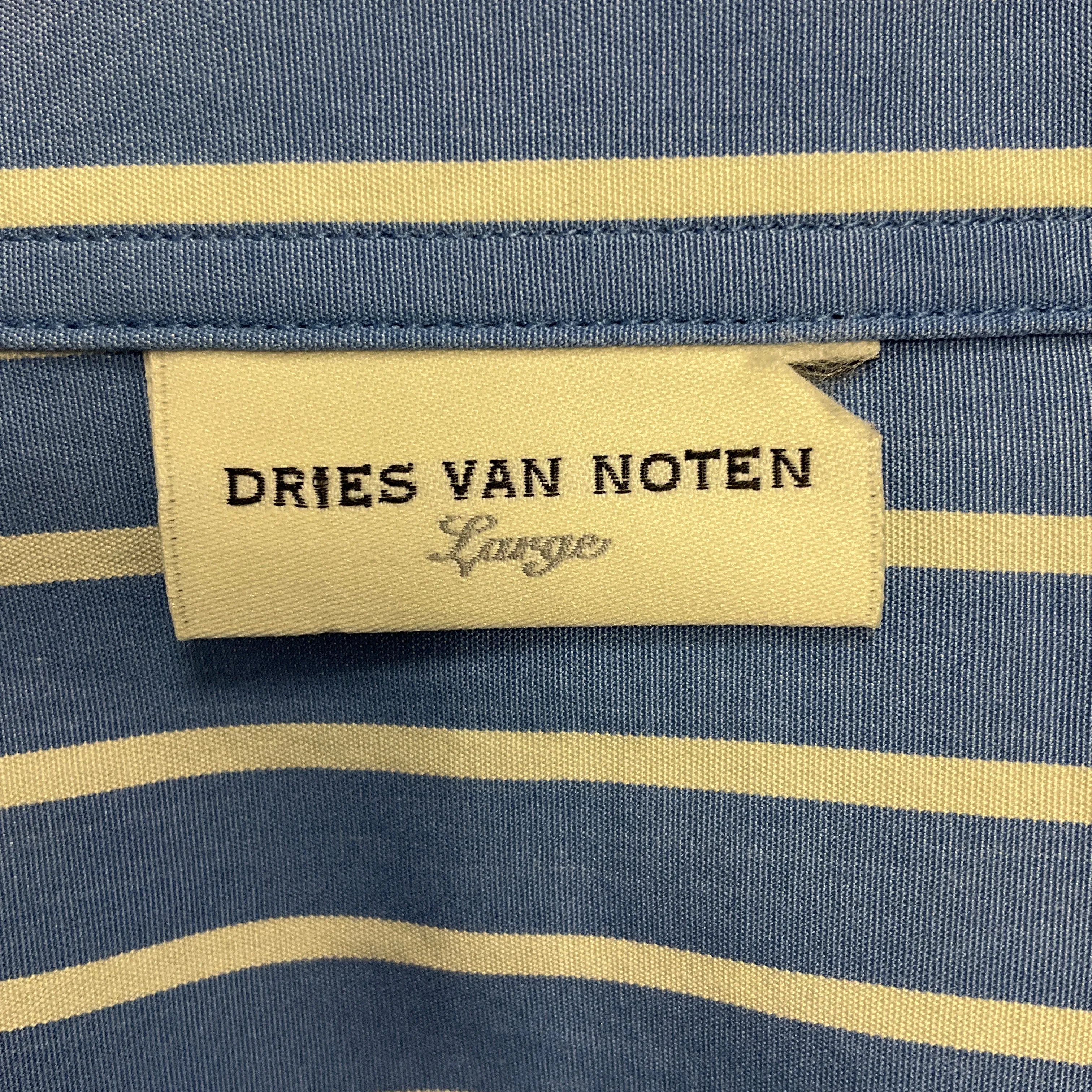Dries van Noten Blue / White Striped Button-down Cotton Shirt