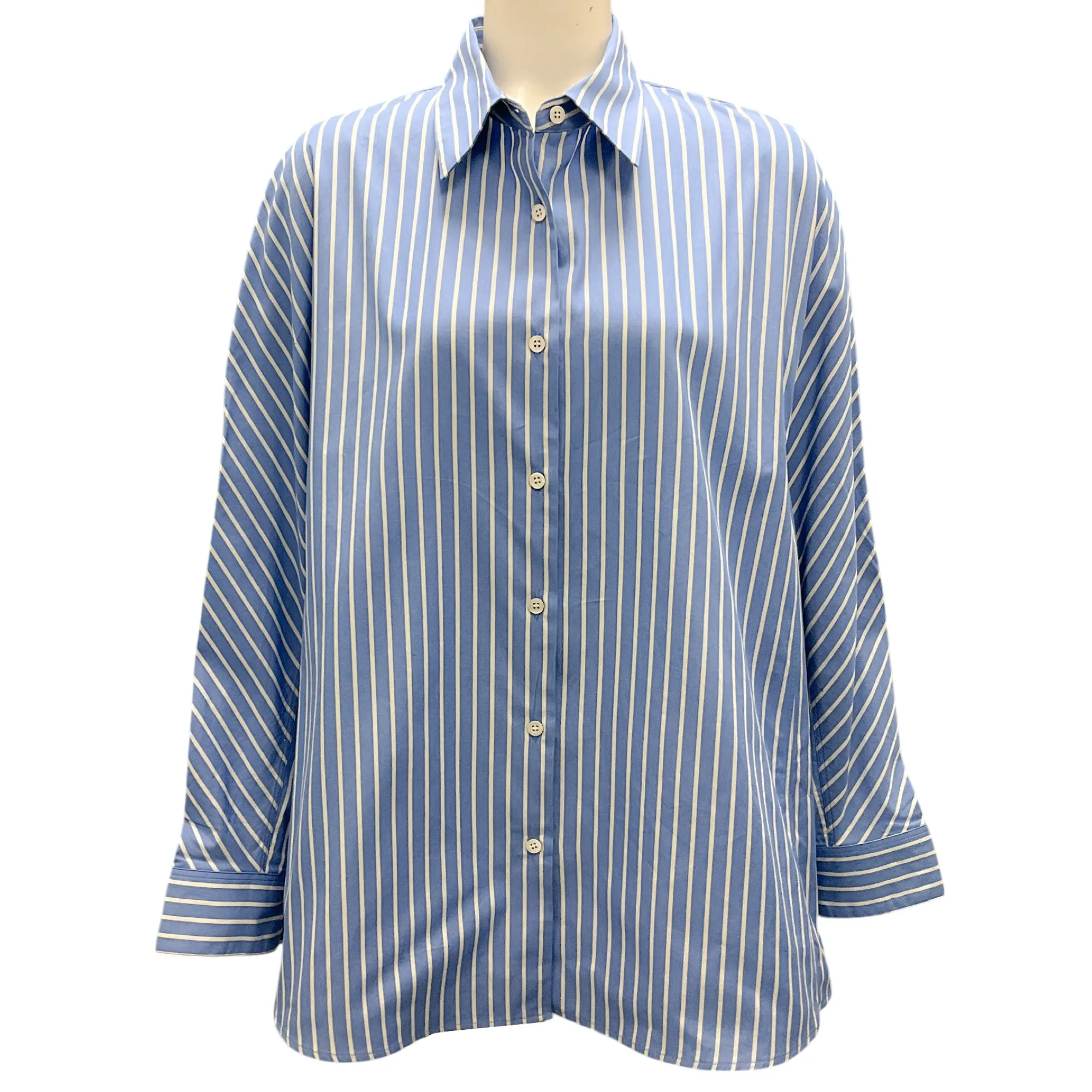 Dries van Noten Blue / White Striped Button-down Cotton Shirt