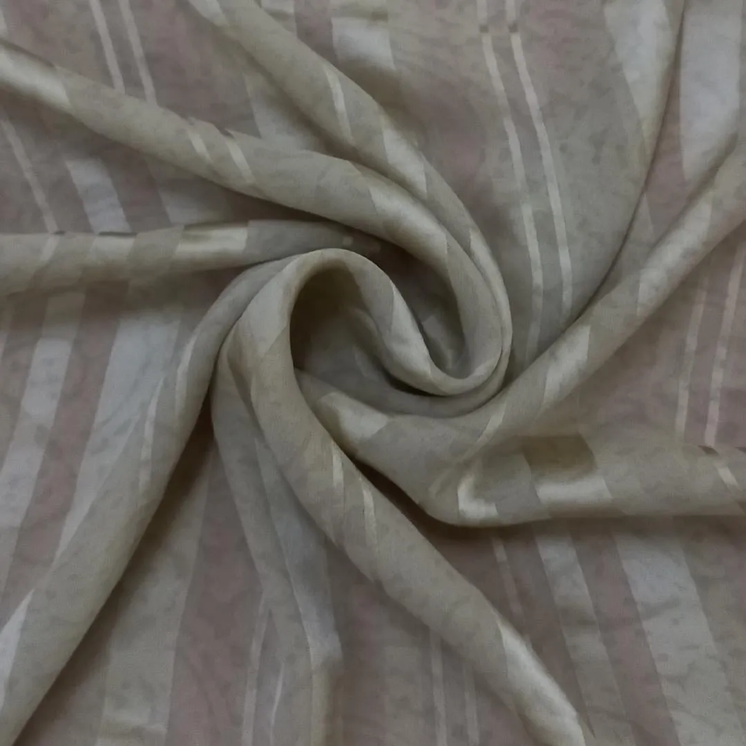 Dusky Beige Color Silk Fabric With Stripes Pattern -0.8-Cm