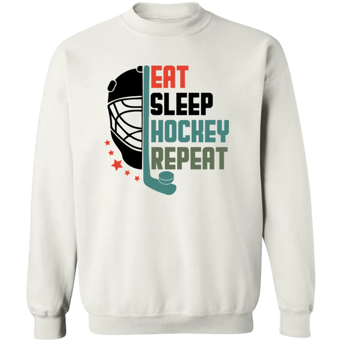 Eat Sleep Hockey Repeat Crewneck Pullover Sweatshirt