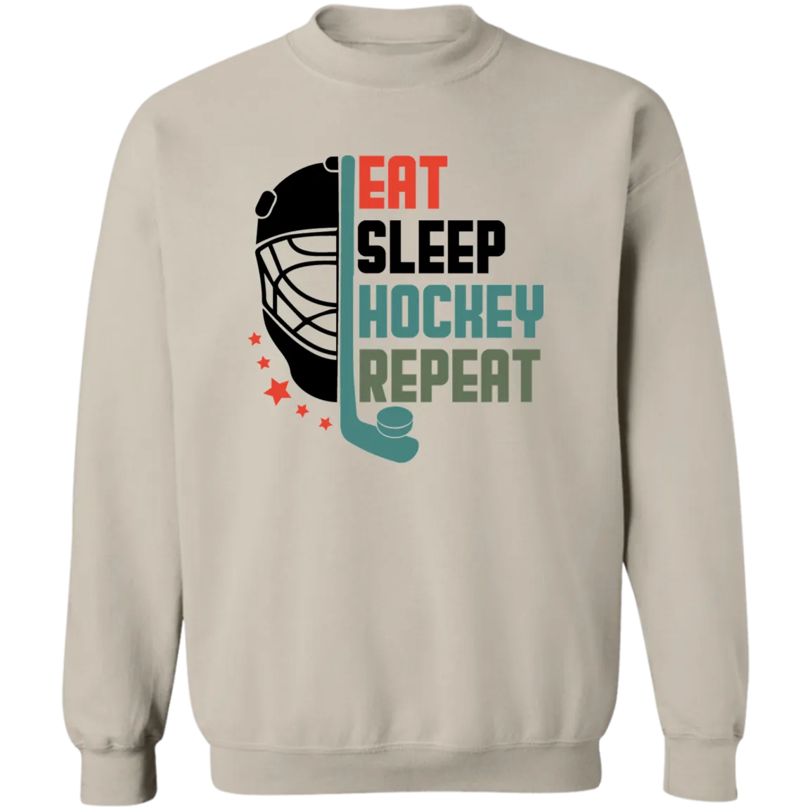Eat Sleep Hockey Repeat Crewneck Pullover Sweatshirt
