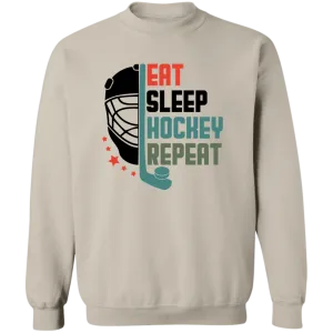 Eat Sleep Hockey Repeat Crewneck Pullover Sweatshirt