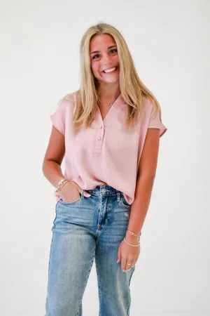 Effortless Charm Blouse in Dusty Pink