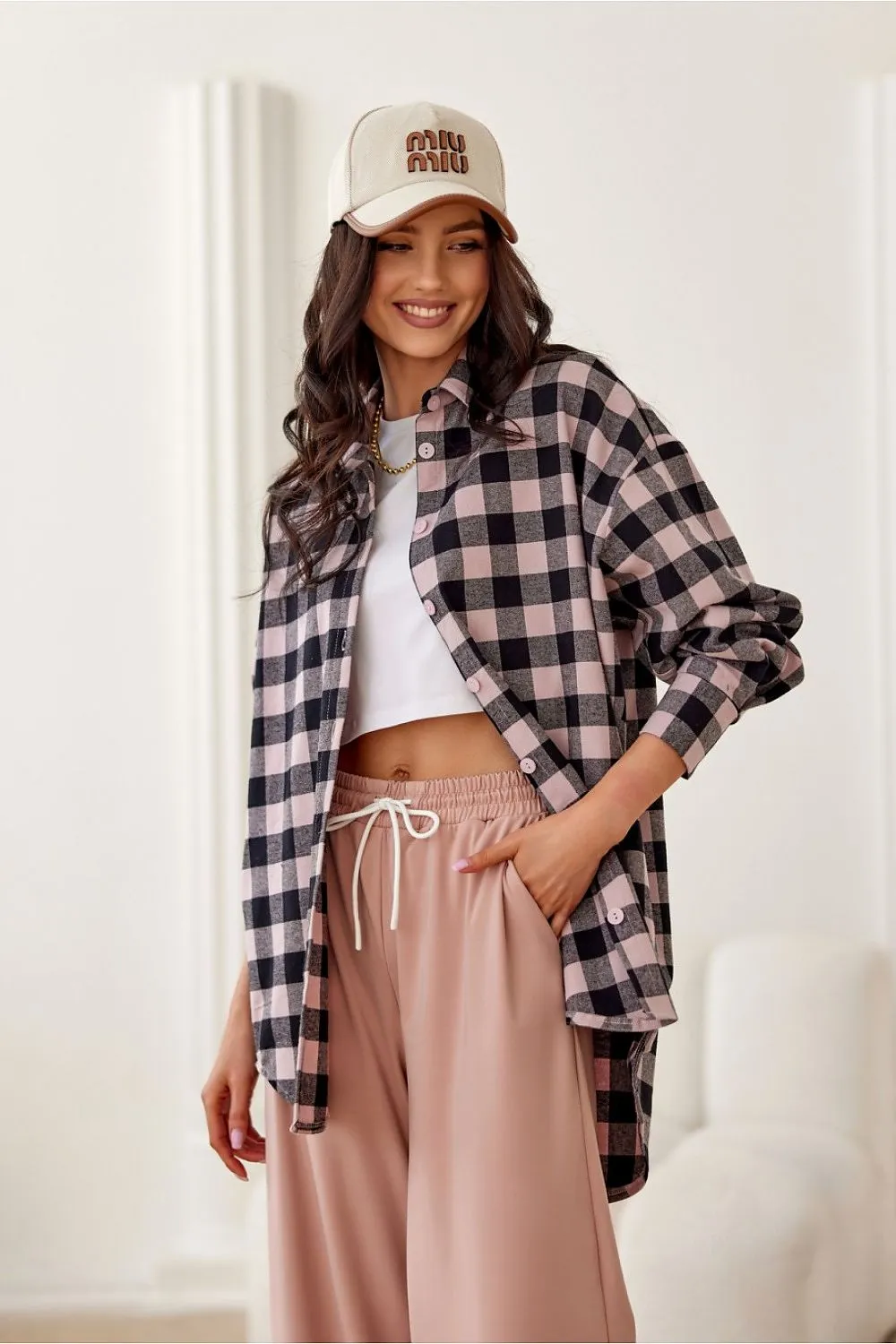 Elegant Flannel Shirt with Elongated Back
