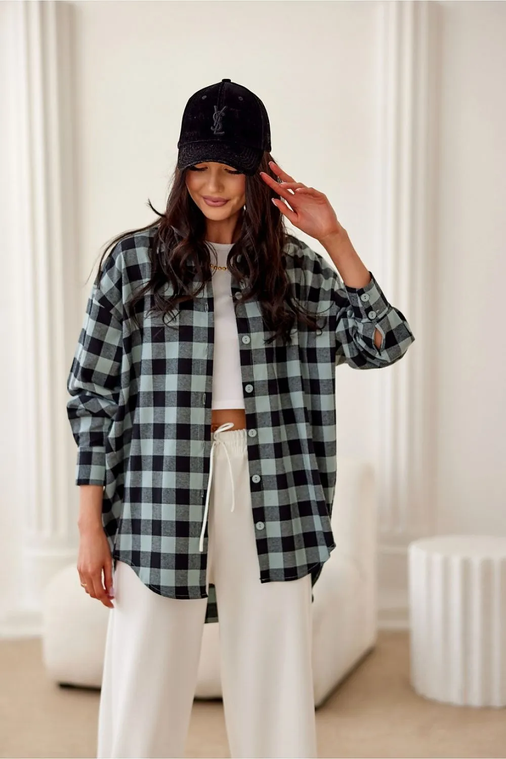Elegant Flannel Shirt with Elongated Back