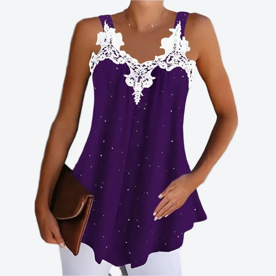 Elegant Lace Trim Tank Tops