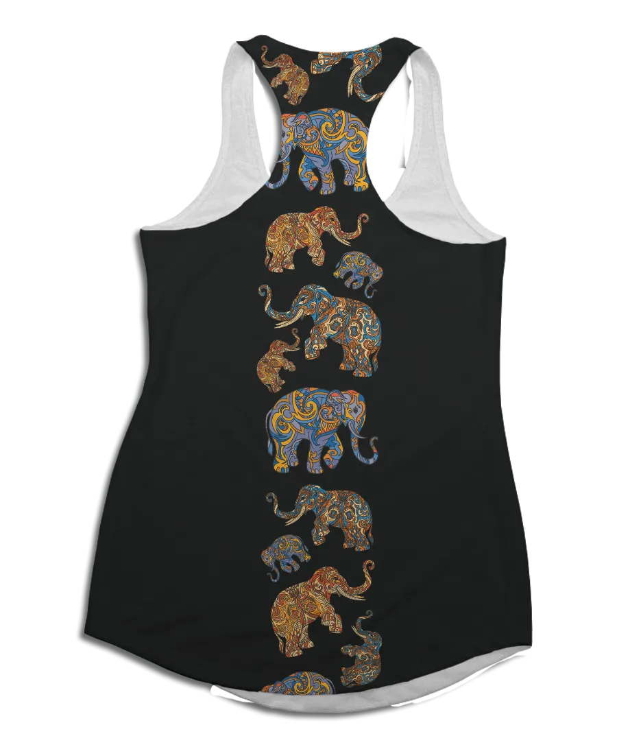 Elephant Zentangle Racerback Tank Top