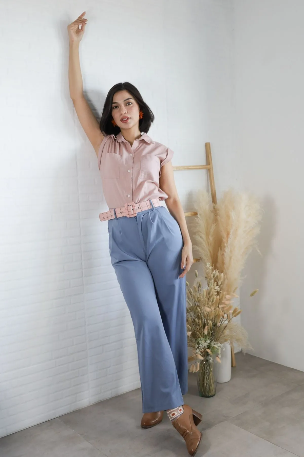 ERIN Button-down Sleeveless Top (Dusty Pink)