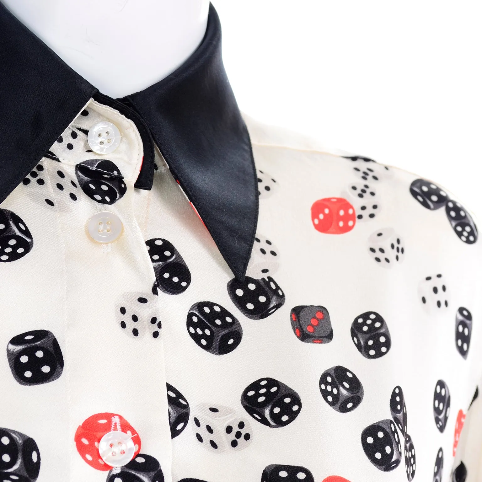 Escada Novelty Dice Print Silk Blouse