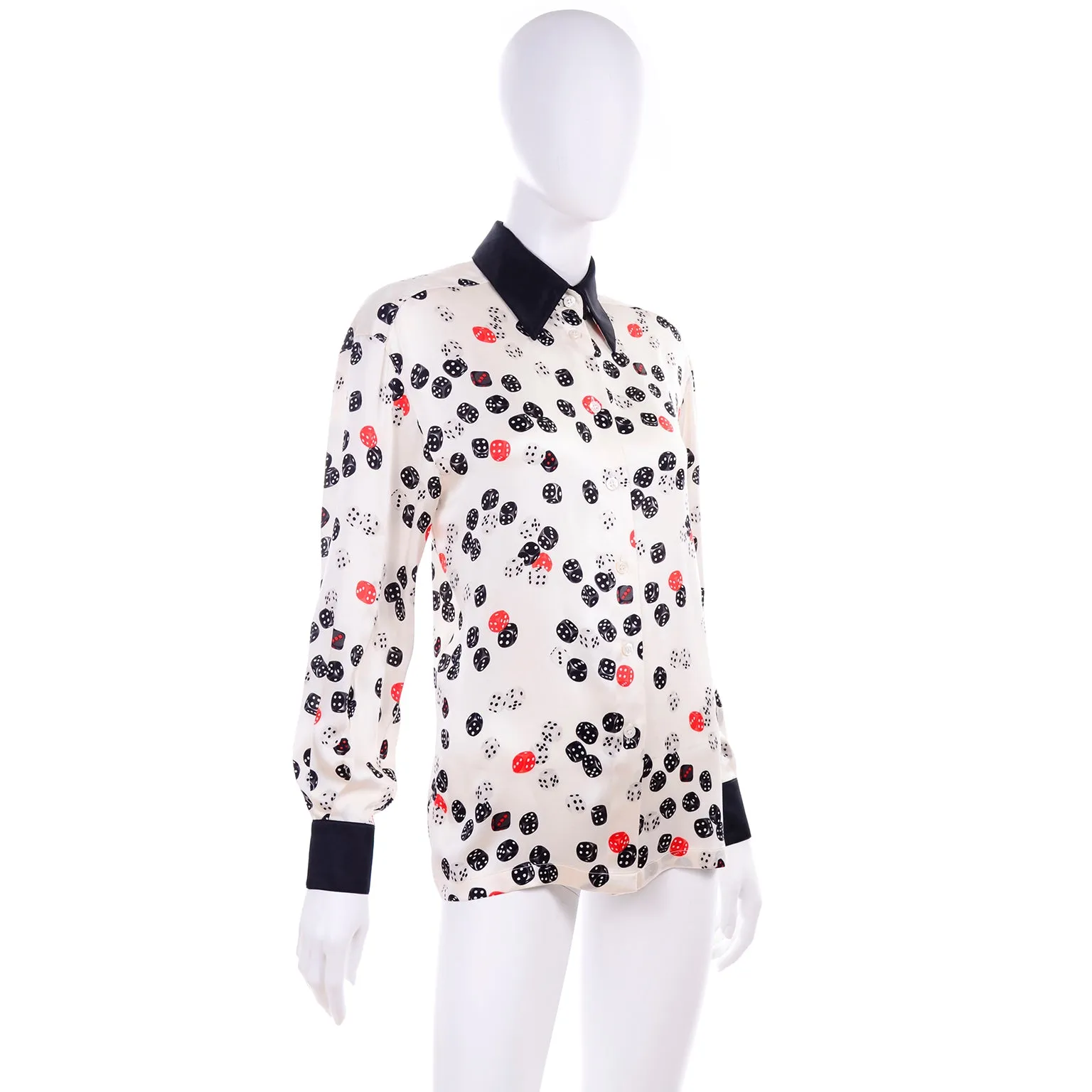 Escada Novelty Dice Print Silk Blouse