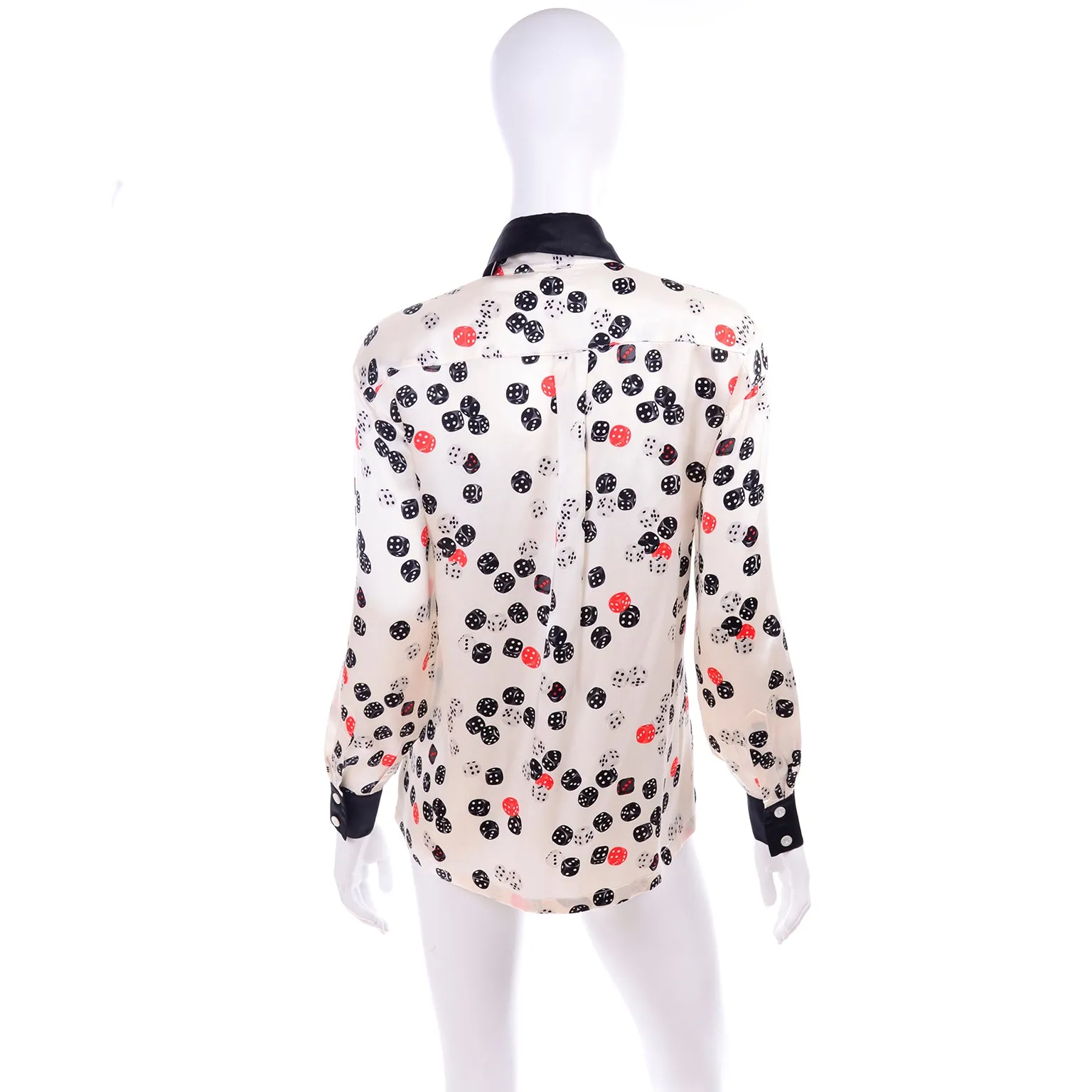 Escada Novelty Dice Print Silk Blouse